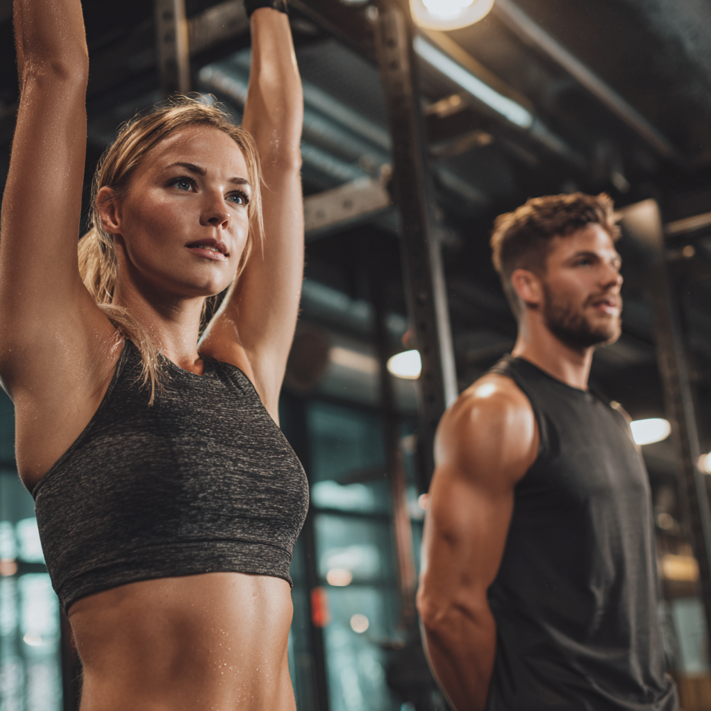 Slovak adults demonstrating proper body symmetry and balanced posture during corrective exercise session
